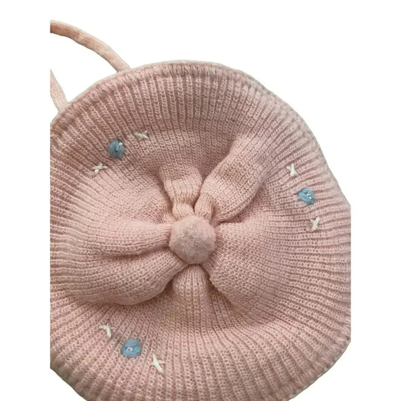 Vintage Baby Pink Winter Warm Knitted Beanie Baby Hat - Picture 4 of 4